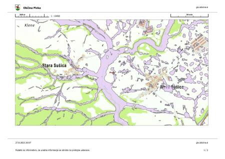 Poplavna karta Stara Sušica in Nova Sušica